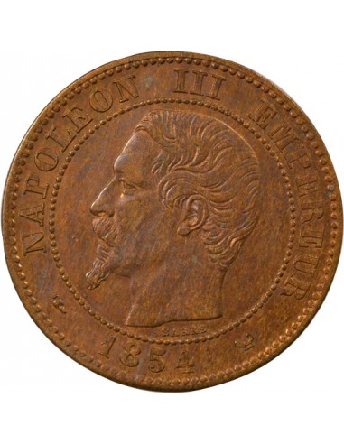 Napoléon III Tête nue 2 centimes Bronze 1854 W Lille