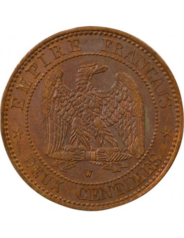 Napoléon III Tête nue 2 centimes Bronze 1854 W Lille
