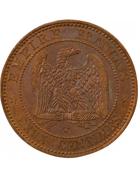 Napoléon III Tête nue 2 centimes Bronze 1854 W Lille
