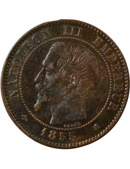 Napoléon III Tête nue 2 centimes Bronze 1855 K Bordeaux