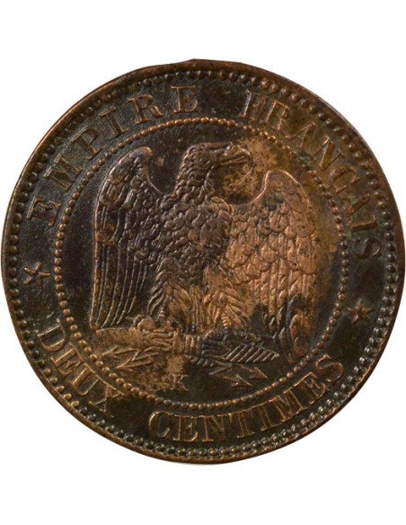 Napoléon III Tête nue 2 centimes Bronze 1855 K Bordeaux