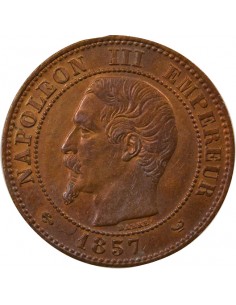 Napoléon III Tête nue 2 centimes Bronze 1857 W Lille 2