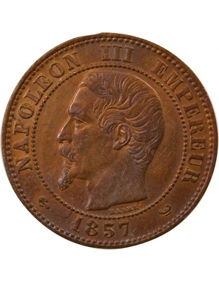 Napoléon III Tête nue 2 centimes Bronze 1857 W Lille