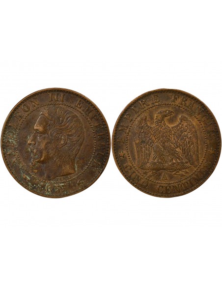 Napoléon III Tête nue 5 centimes Bronze 1855 A - Paris