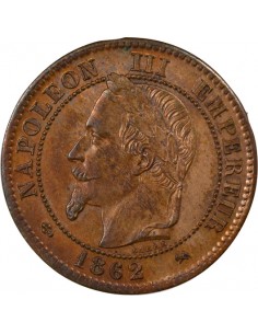 Napoléon III Tête Laurée 2 centimes Bronze 1862 K Bordeaux 2
