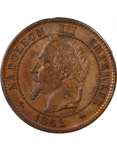 Napoléon III Tête Laurée 2 centimes Bronze 1862 K Bordeaux