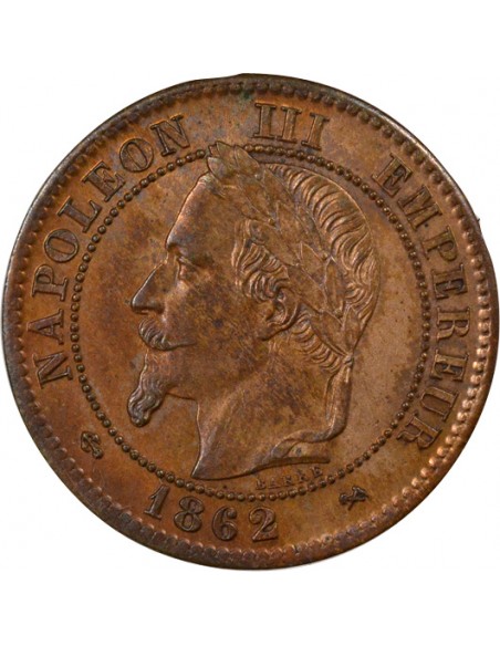 Napoléon III Tête Laurée 2 centimes Bronze 1862 K Bordeaux