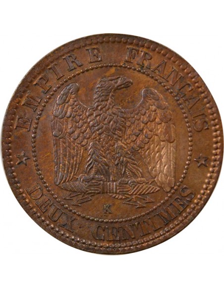 Napoléon III Tête Laurée 2 centimes Bronze 1862 K Bordeaux