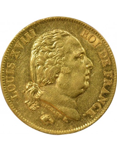 Louis XVIII Buste Habillé 40 francs Or 1818 W Lille