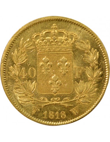 Louis XVIII Buste Habillé 40 francs Or 1818 W Lille