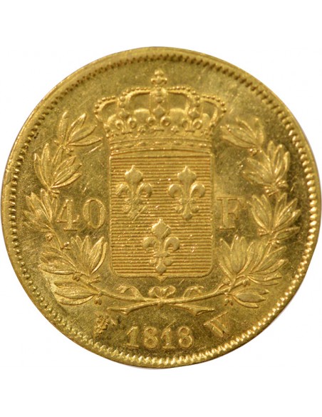Louis XVIII Buste Habillé 40 francs Or 1818 W Lille