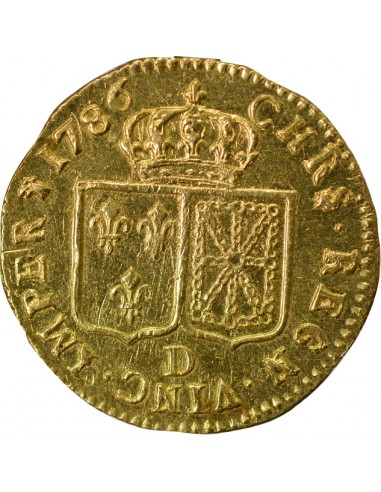 Louis XVI Tête nue 1 louis d'or Or 1786 D Lyon
