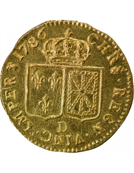 Louis XVI Tête nue 1 louis d'or Or 1786 D Lyon