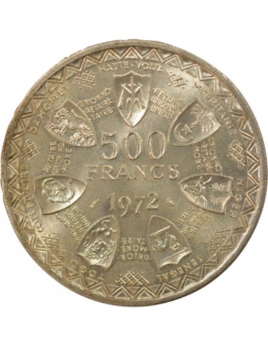 Afrique de l'Ouest Union Monétaire 500 francs Argent 1972 A Paris