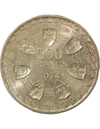 Afrique de l'Ouest Union Monétaire 500 francs Argent 1972 A Paris