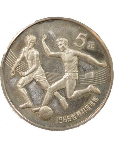 Chine Coupe du Monde de Football 5 yuan Argent 1986