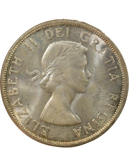 Reine d'Angleterre et du Commonwealth 1er Portrait 1 Dollar Argent 1963 Ottawa