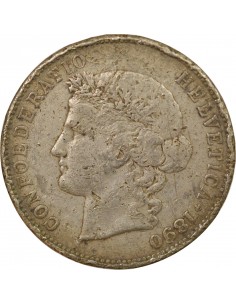 Suisse Tête d'Helvetia 5 francs Argent 1890 Berne 2