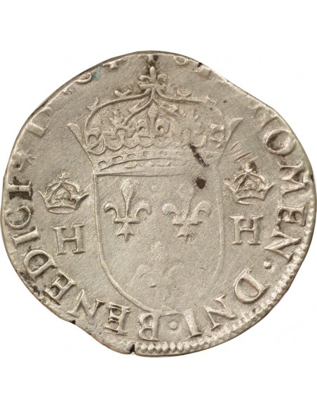 Henri III 4e Type 1 teston Argent 1576 H La Rochelle