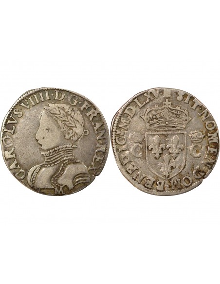Charles IX 2e Type 1/2 teston Argent 1565 M Toulouse