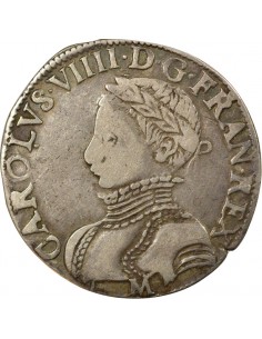 Charles IX 2e Type 1/2 teston Argent 1565 M Toulouse 2