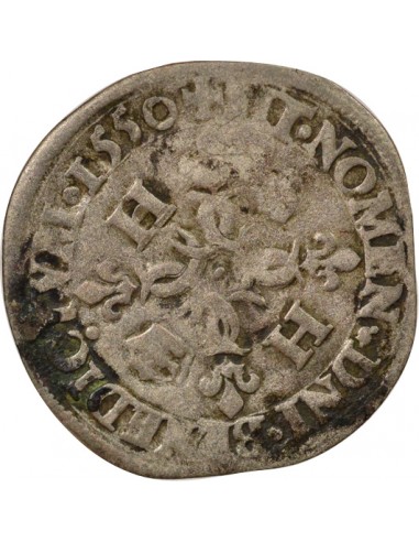 Henri II Aux Croissants 1 douzain Argent 1550 A - Paris