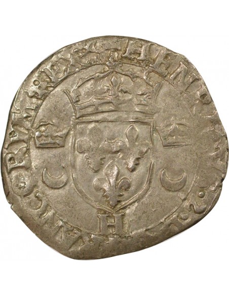Henri II Aux Croissants 1 douzain Argent 1551 H La Rochelle