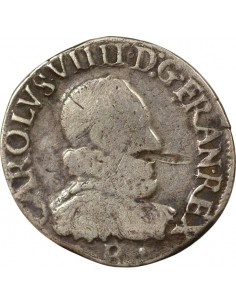 Henri III Au nom de Charles IX 1/2 teston Argent 1575 B Rouen 2