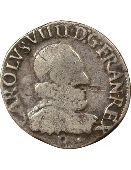 Henri III Au nom de Charles IX 1/2 teston Argent 1575 B Rouen