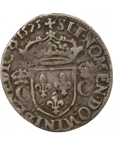 Henri III Au nom de Charles IX 1/2 teston Argent 1575 B Rouen