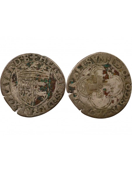 Navarre Henri d'Albret A la Croisette 1 liard Billon 1517-1555 F Morlaas