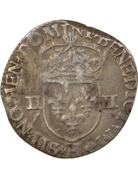 Roi de Navarre et de France Croix Feuillue 1/4 écu Argent 1590 H La Rochelle