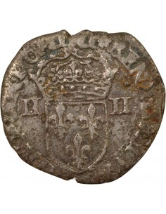 Charles X Cardinal de Bourbon Croix de Face 1/4 écu Argent 1591 T Nantes 2