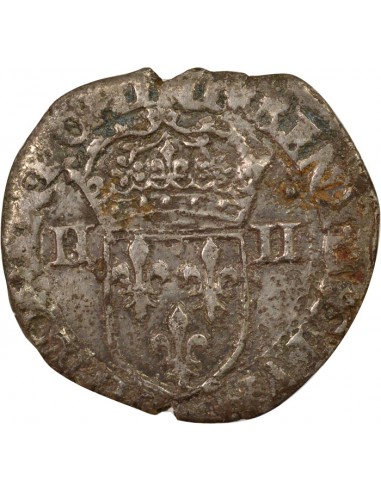 Charles X Cardinal de Bourbon Croix de Face 1/4 écu Argent 1591 T Nantes