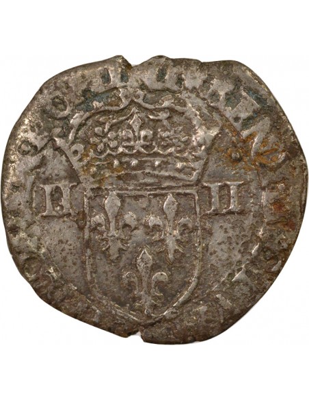 Charles X Cardinal de Bourbon Croix de Face 1/4 écu Argent 1591 T Nantes