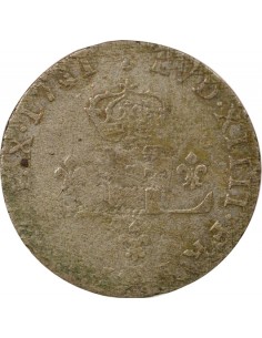 Louis XIV Aux 2 L Couronnés "Mousquetaire" 30 deniers Billon 1711 AA Metz 2