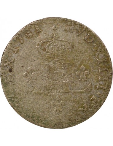 Louis XIV Aux 2 L Couronnés "Mousquetaire" 30 deniers Billon 1711 AA Metz