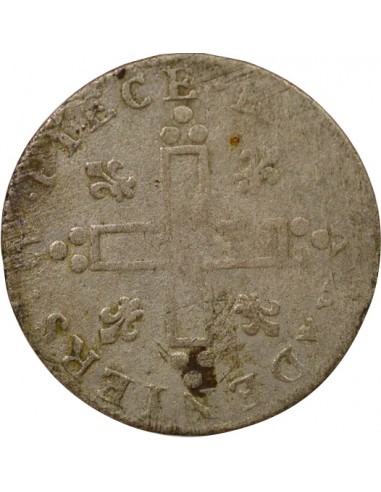 Louis XIV Aux 2 L Couronnés "Mousquetaire" 30 deniers Billon 1711 AA Metz