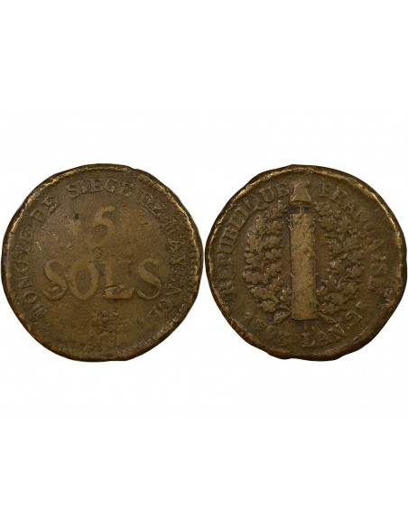 Siège de Mayence 5 sols Bronze 1793 Mayence