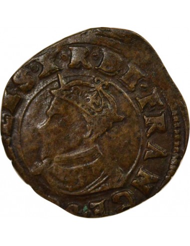 Charles X Cardinal de Bourbon 1 double tournois Cuivre 1592 S Troyes