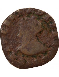 Charles X Cardinal de Bourbon 1 double tournois Cuivre 1592 S Troyes 2