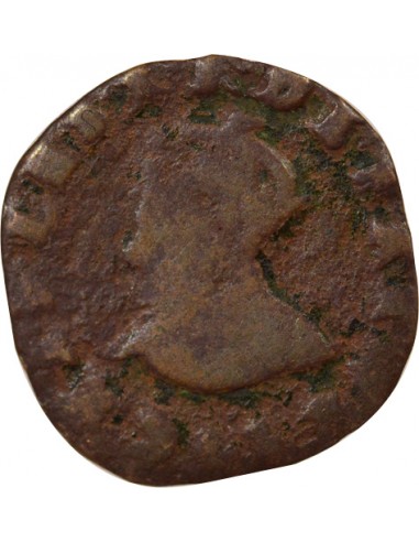 Charles X Cardinal de Bourbon 1 double tournois Cuivre 1592 S Troyes