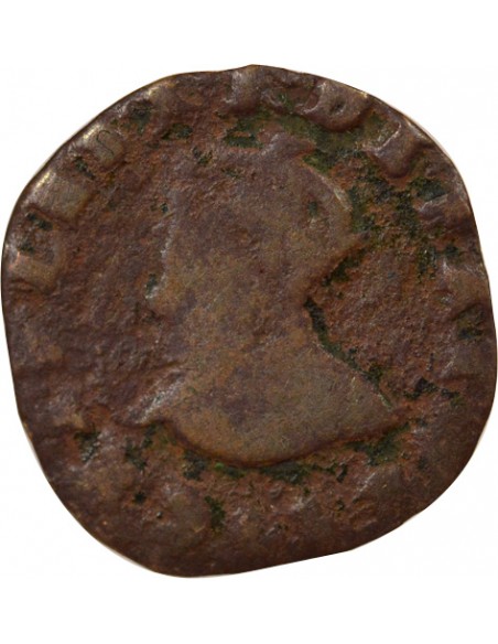 Charles X Cardinal de Bourbon 1 double tournois Cuivre 1592 S Troyes