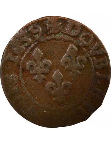 Louis XIII Type 19 1 double tournois Cuivre 1639 E Tours