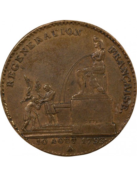 Fontaine d'Isis 5 décimes Bronze 1793 A Paris