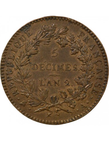 Fontaine d'Isis 5 décimes Bronze 1793 A Paris