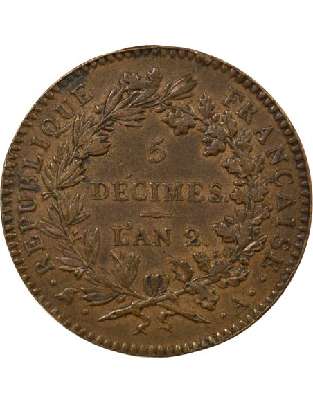 Fontaine d'Isis 5 décimes Bronze 1793 A Paris