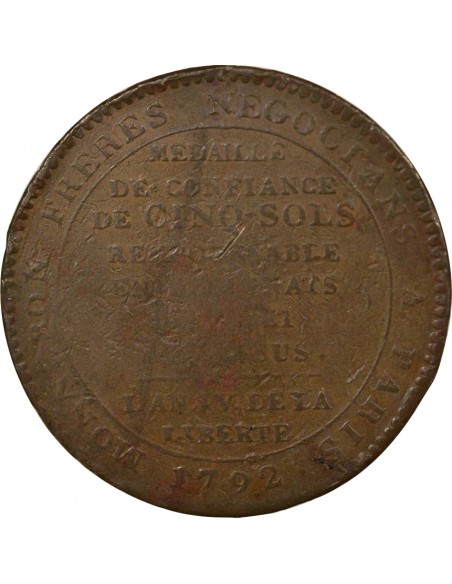 5 sols Cuivre 1792 Birmingham