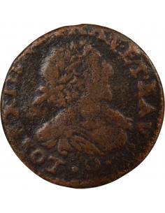 Louis XIII 1 double tournois Cuivre 1639 2