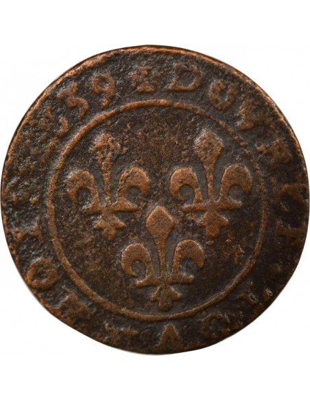 Louis XIII 1 double tournois Cuivre 1639